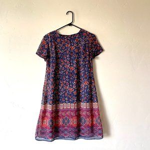 Short sleeve colorful floral dress